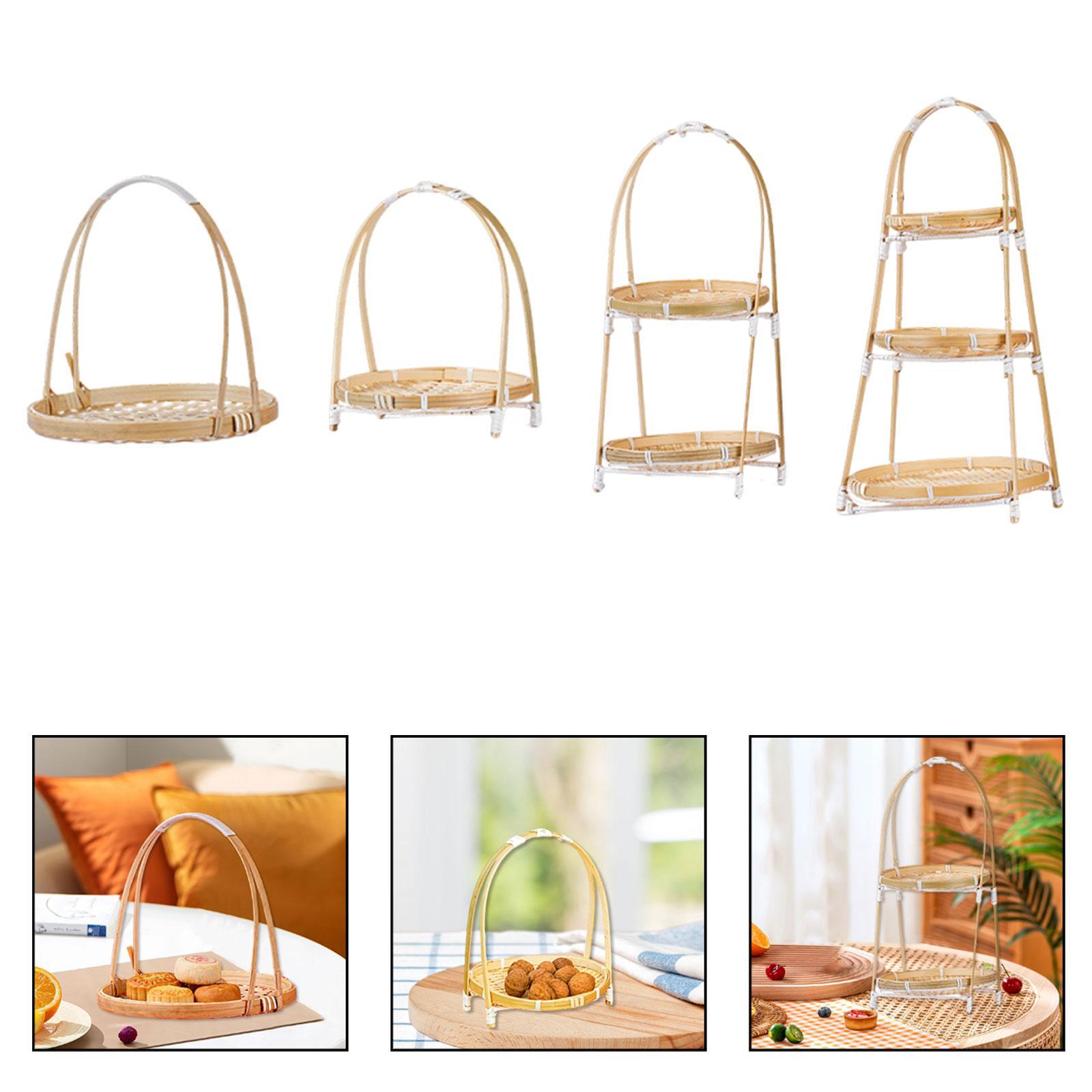Snacks Food Gift Baskets - 竹製スナックスタンドフードディスプレイトレイ耐久性のある多用途ギフト収納バスケットテーブルレストラン用食品フルーツキャンディー用