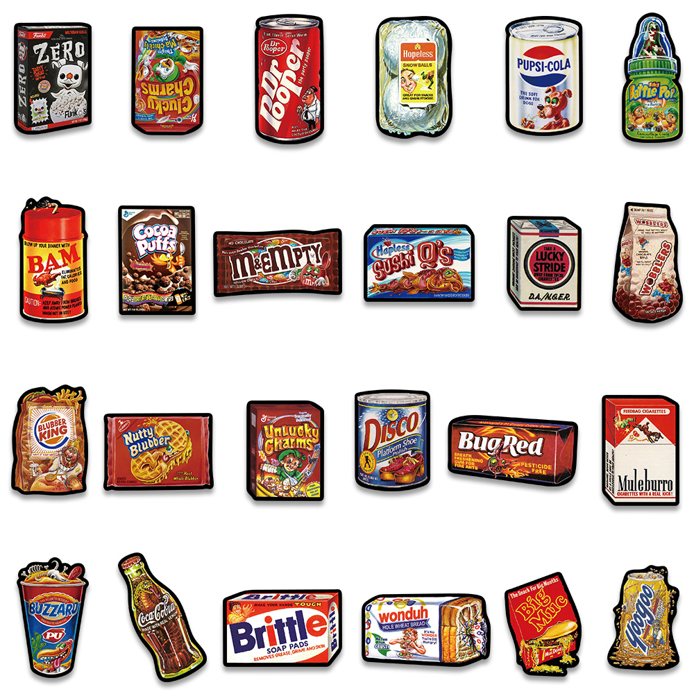 漫画アメリカのスナック食品グレードの落書きステッカー、防水、 - American Food Y Snacks のレビューと価格
