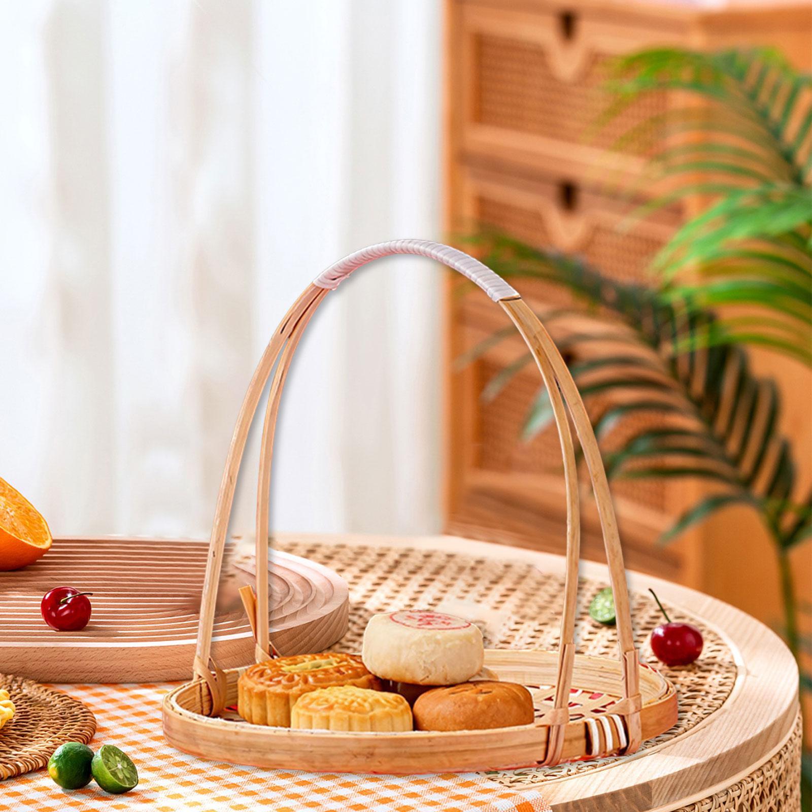竹製バスケットトレイ、スナックオーガナイザー、ポータブルサー - Snacks Food Gift Baskets のレビューと価格