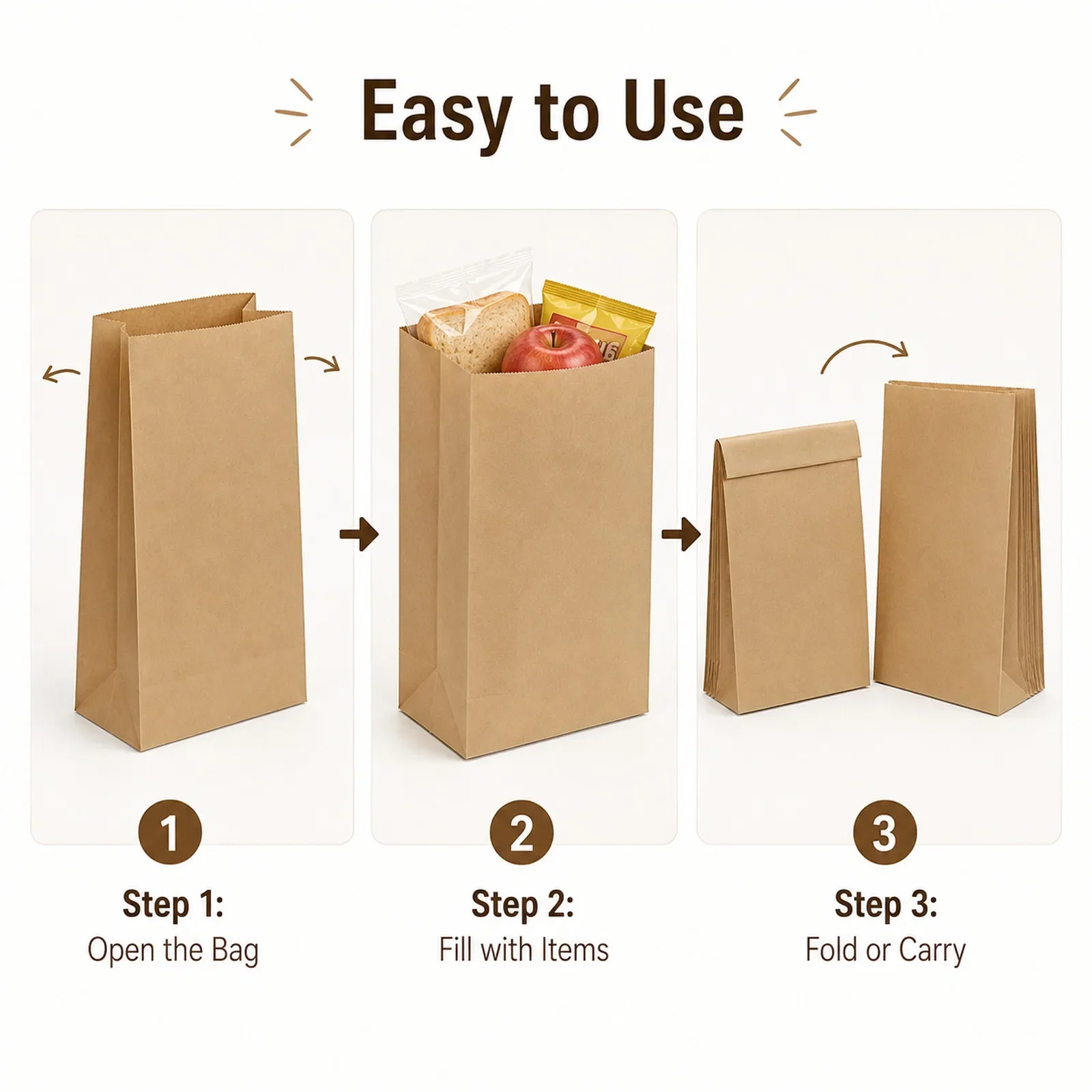 10-30枚入り小型ブラウンクラフト紙袋、サンドイッチ、キャ - Food Snacks Wholesale のレビューと価格